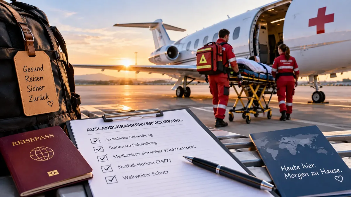 Medizinisches Team transportiert einen Patienten zu einem Ambulanzflugzeug